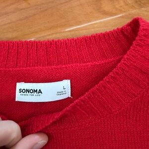 Sonoma Women's Vibrant Red Crew Neck Sweater